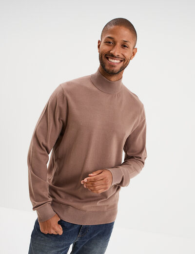 Pull col montant manches longues gris homme