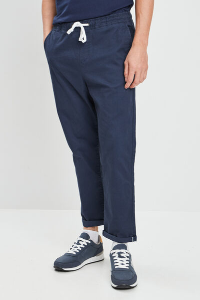 Pantalon droit à coulisse bleu marine homme
