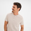 T-shirt col tunisien manches courtes gris clair homme