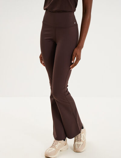 Legging de sport flare taille haute marron fonc&eacute; femme