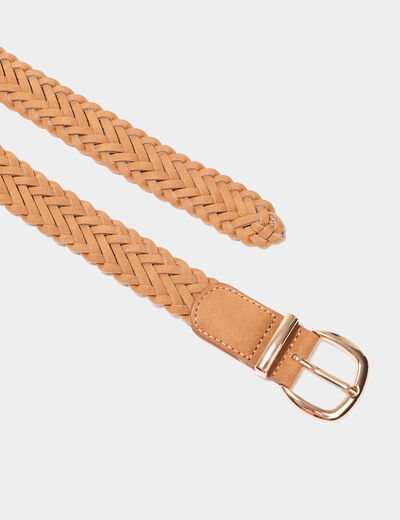 Ceinture tressée marron clair femme