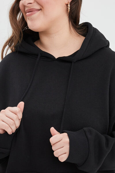 Sweat à capuche hoodie noir femme grande taille