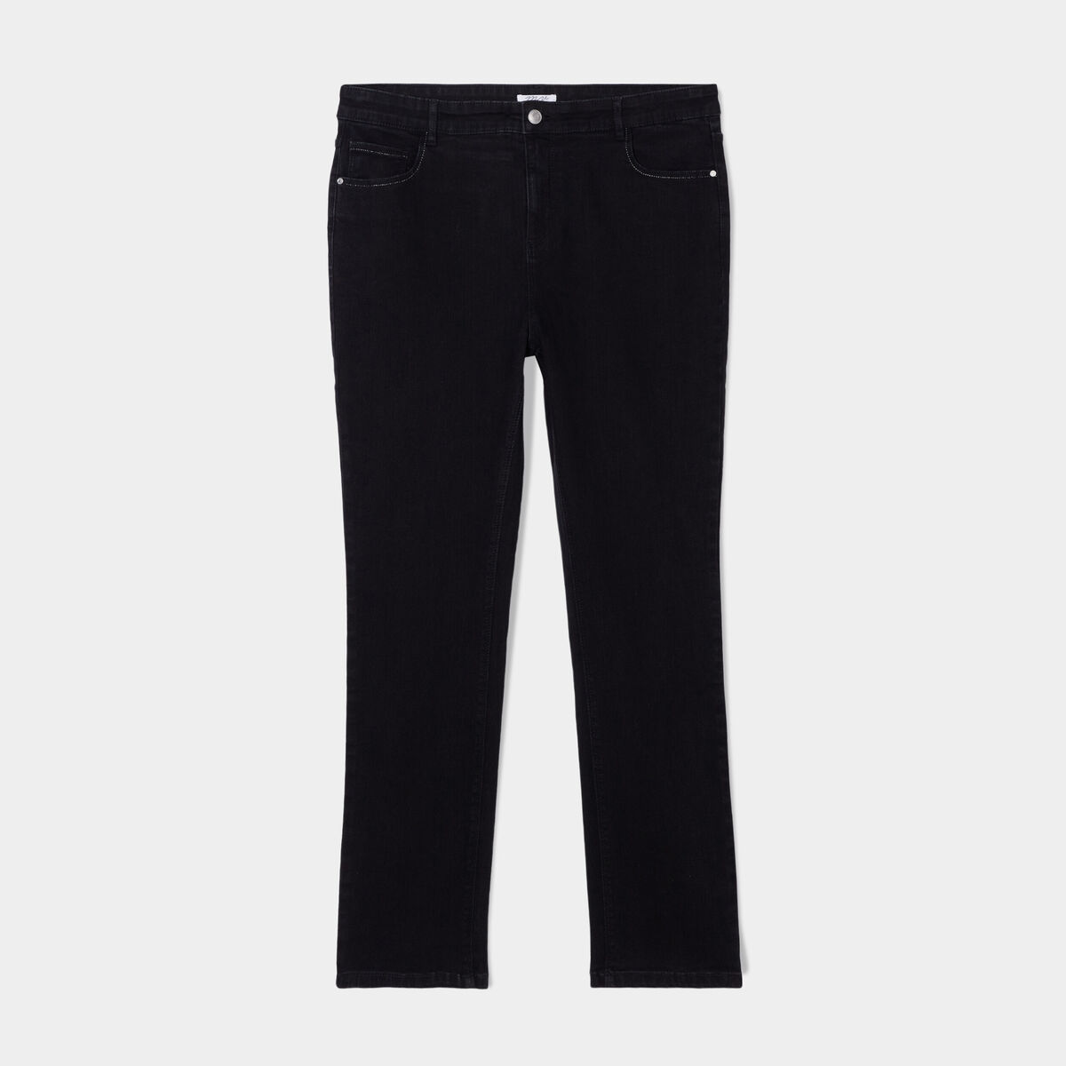 Jeans regular taille haute denim noir femme grande taille