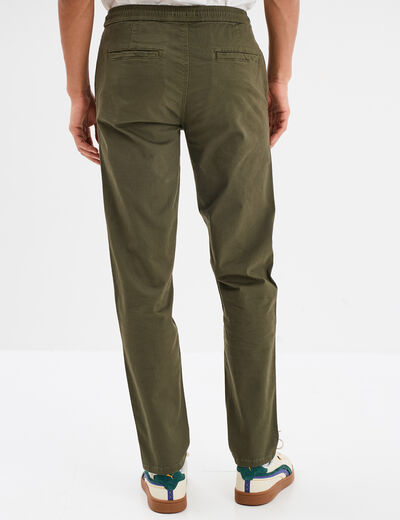 Pantalon chino regular taille élastiquée vert kaki homme