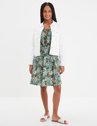 Robe droite à bretelles vert kaki femme