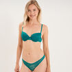 Soutien-gorge corbeille padd&eacute; dentelle vert turquoise femme