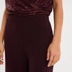 Pantalon large &agrave; paillettes prune femme