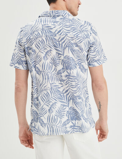 Chemise en coton manches courtes bleu homme