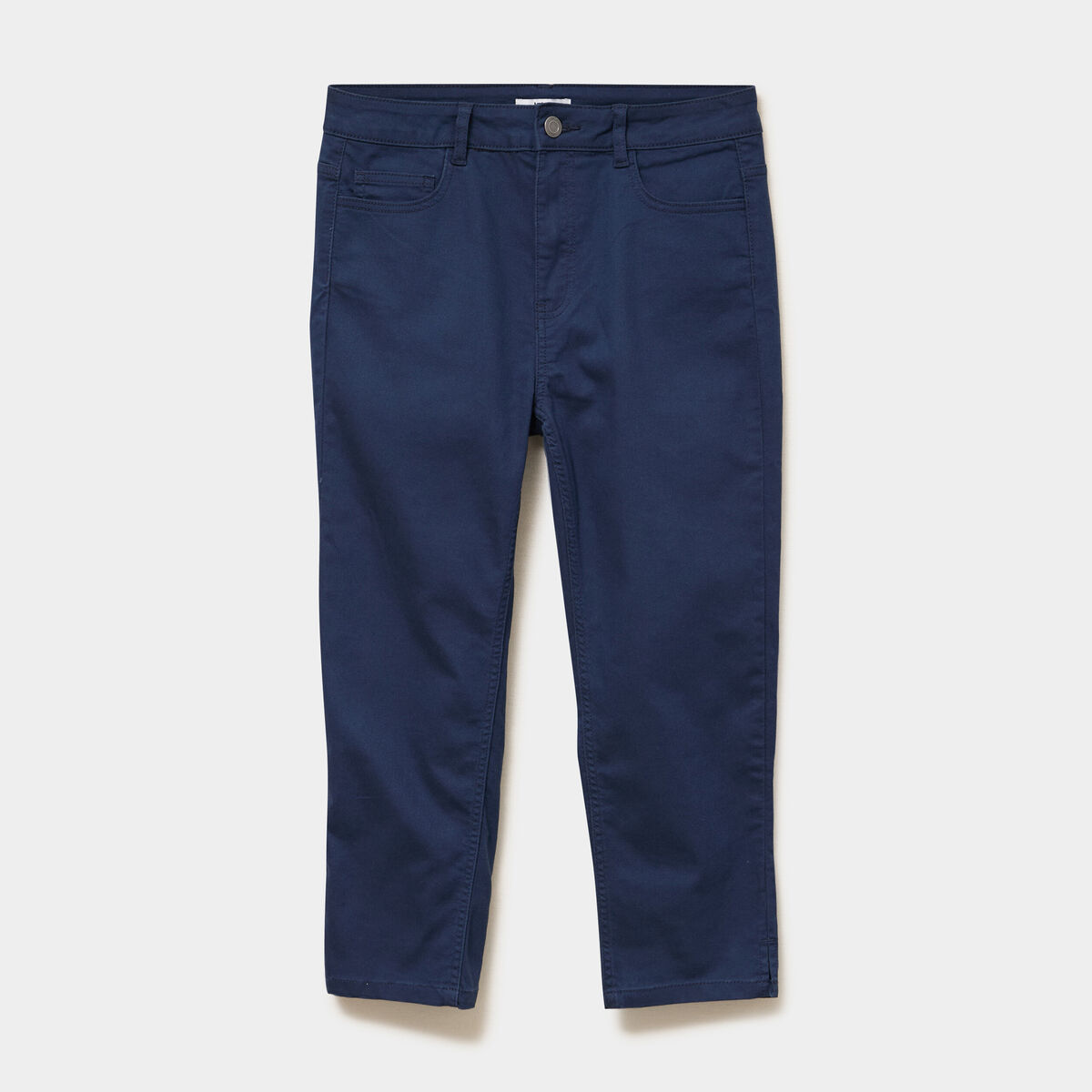 Pantalon capri slim twill 5 poches bleu marine femme