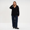 Pull fin col en V manches longues noir femme grande taille