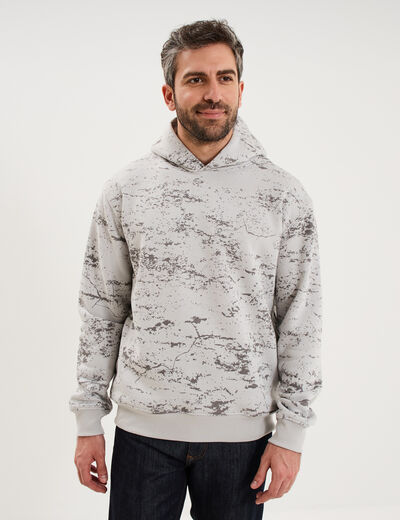 Sweat hoodie &agrave; capuche molleton gris homme