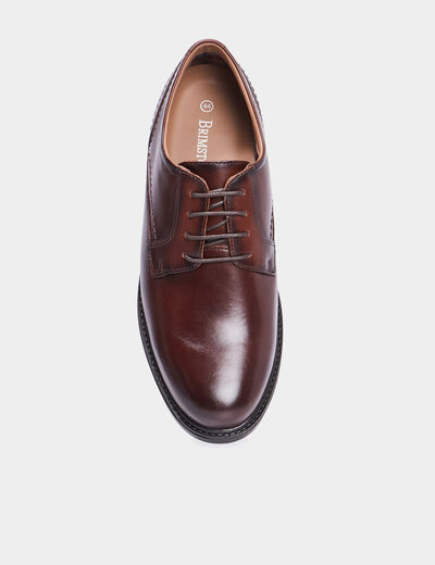 Derbies à lacets en cuir marron homme