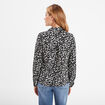 Blouse effet satin col en V à revers noir femme