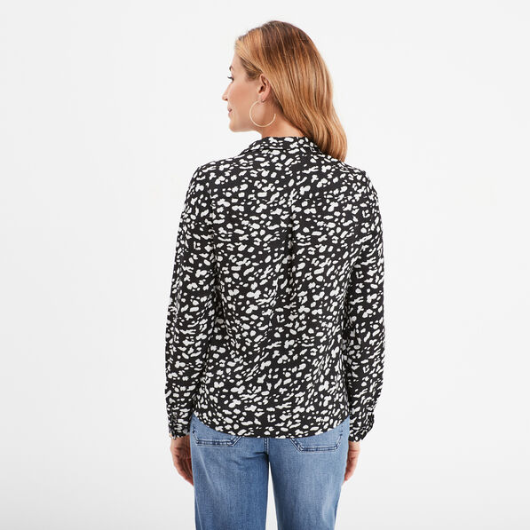 blouse effet satin col en v a revers noir femme Blouse effet satin col en V à revers noir femme
