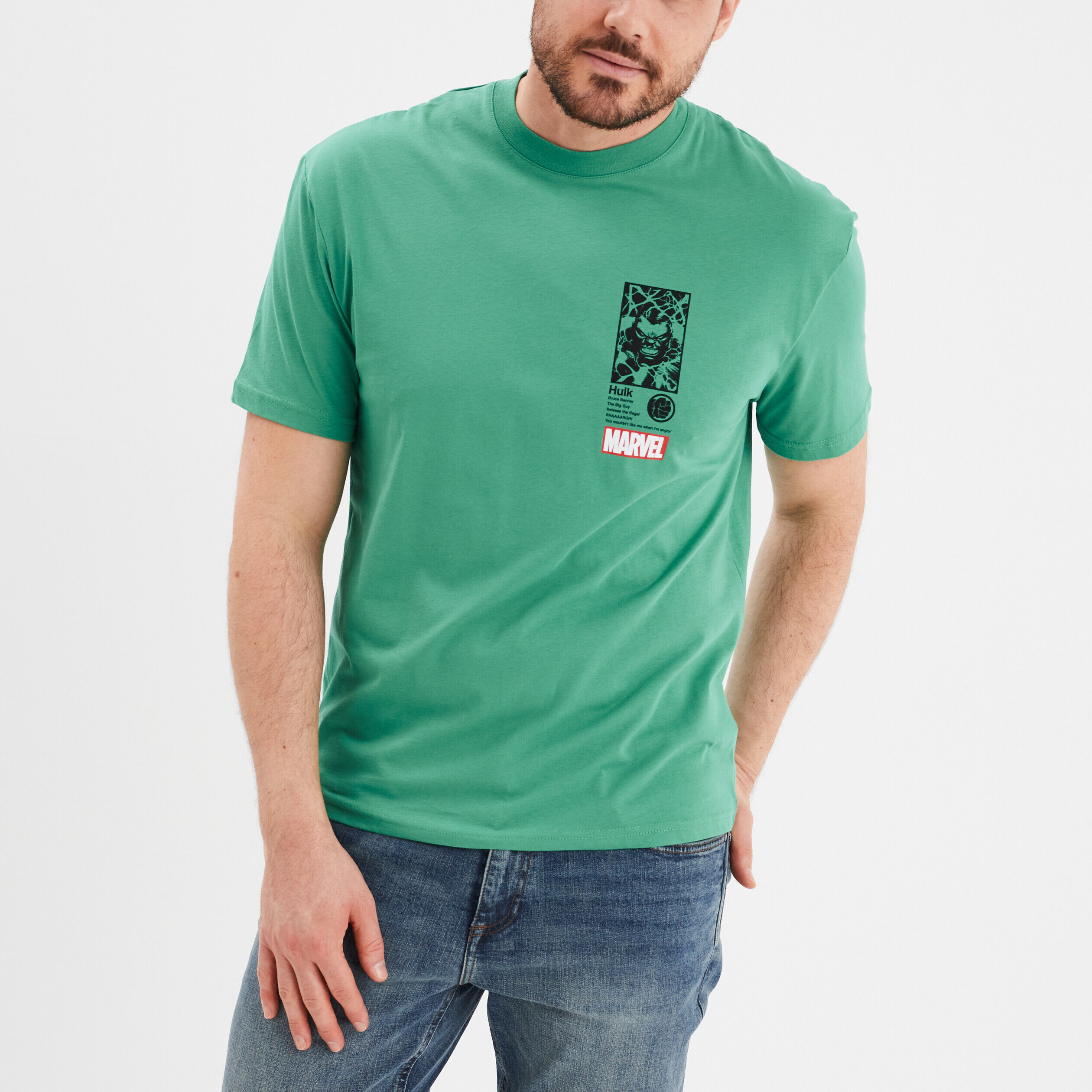 T-shirt manches courtes Marvel Hulk vert homme