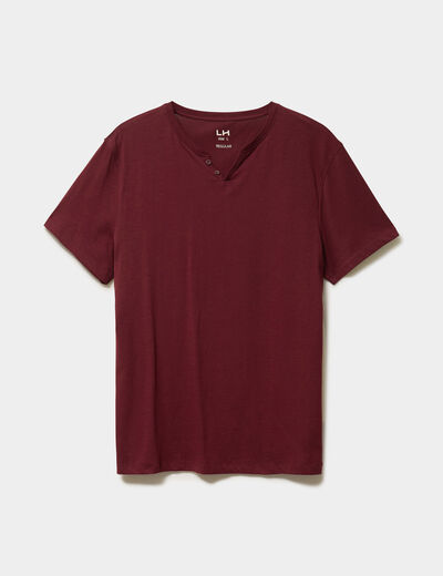 T-shirt manches courtes col tunisien camel homme