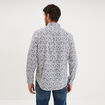 Chemise droite imprim&eacute;e manches longues ecru homme