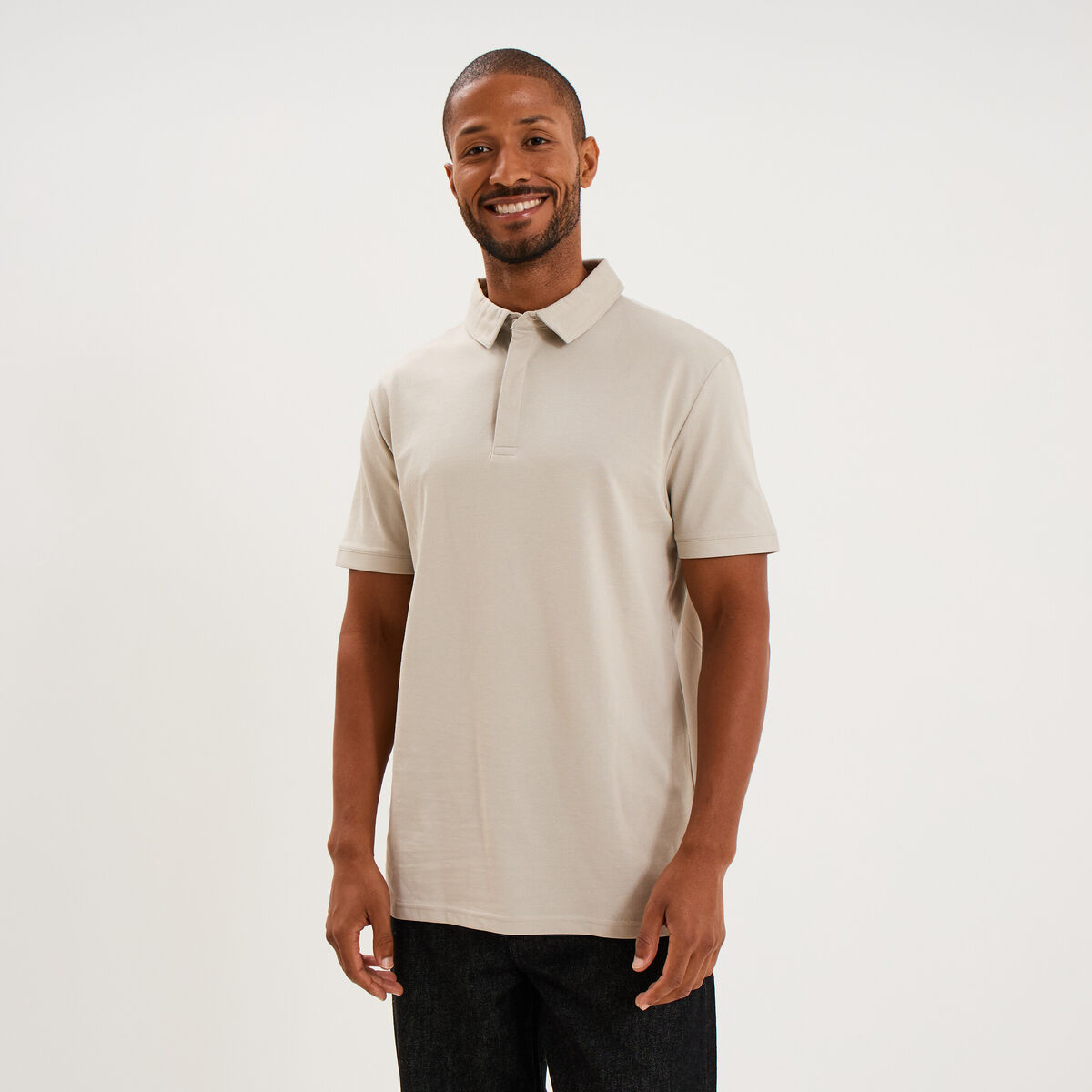 Polo manches courtes gris clair homme