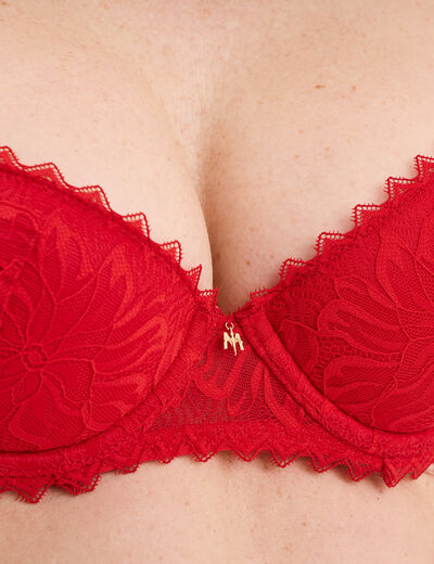 Soutien-gorge corbeille paddé dentelle rouge femme