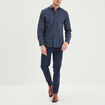 Pantalon chino slim coton bleu marine homme