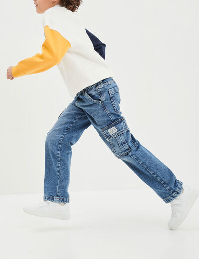 Jeans cargo Creeks denim double stone garçon