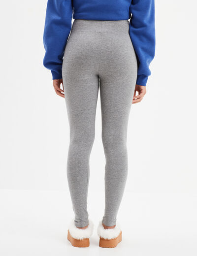 Legging 7/8ème taille haute coton gris femme