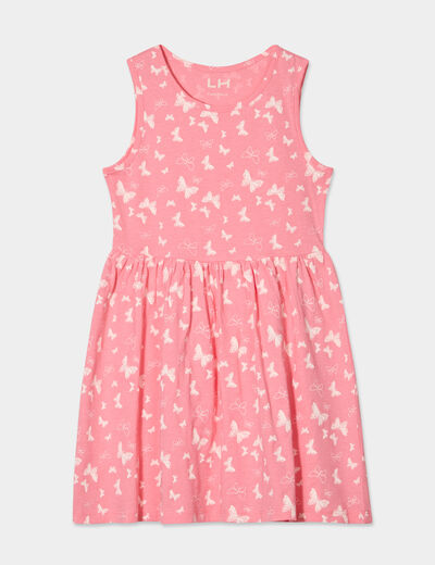 Robe patineuse sans manches coton rose fille
