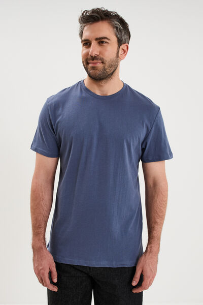 T-shirt droit en coton manches courtes bleu lavande homme