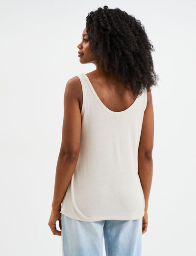 Débardeur col rond lin mélangé gris clair femme