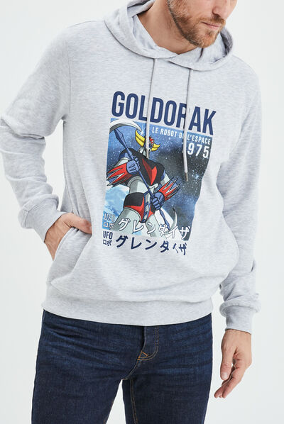 Sweat à capuche hoodie Goldorak gris homme