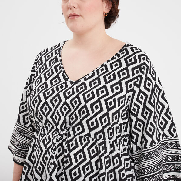 Tunique droite asymétrique ecru femme grande taille