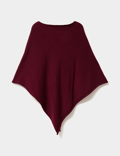 Poncho asym&eacute;trique prune femme