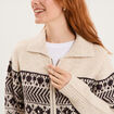 Gilet droit col &agrave; revers zipp&eacute; beige femme