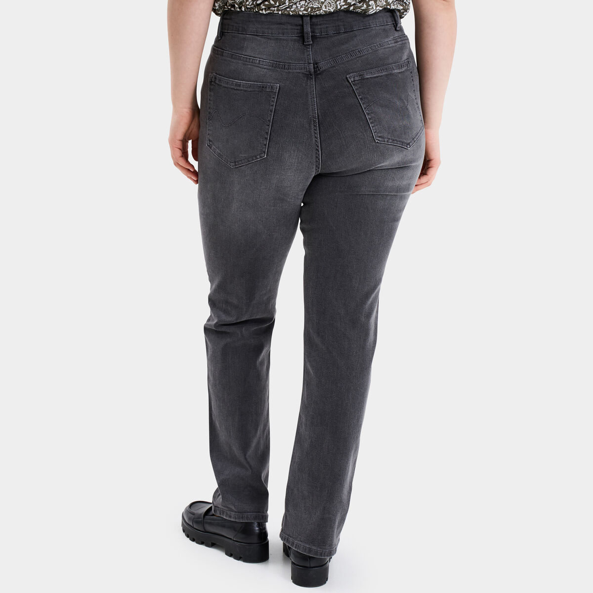 Jeans straight taille haute Modavista denim gris femme grande taille