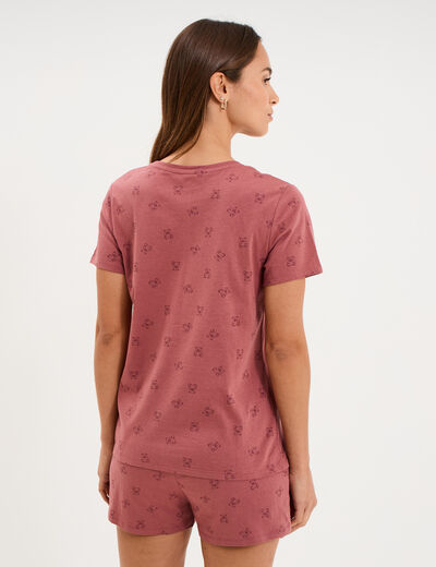 Ensemble pyjama short t-shirt coton rose femme