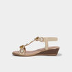 Sandales compens&eacute;es d&eacute;tails bijoux blanc femme