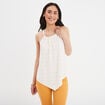 T-shirt dentelle sans manches blanc femme