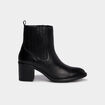 Boots en cuir &agrave; talons noir femme