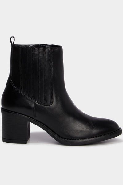 Boots en cuir &agrave; talons noir femme