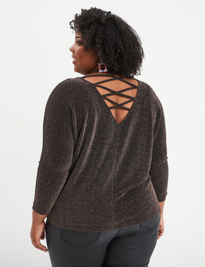 T-shirt de soirée manches longues terracotta femme grande taille