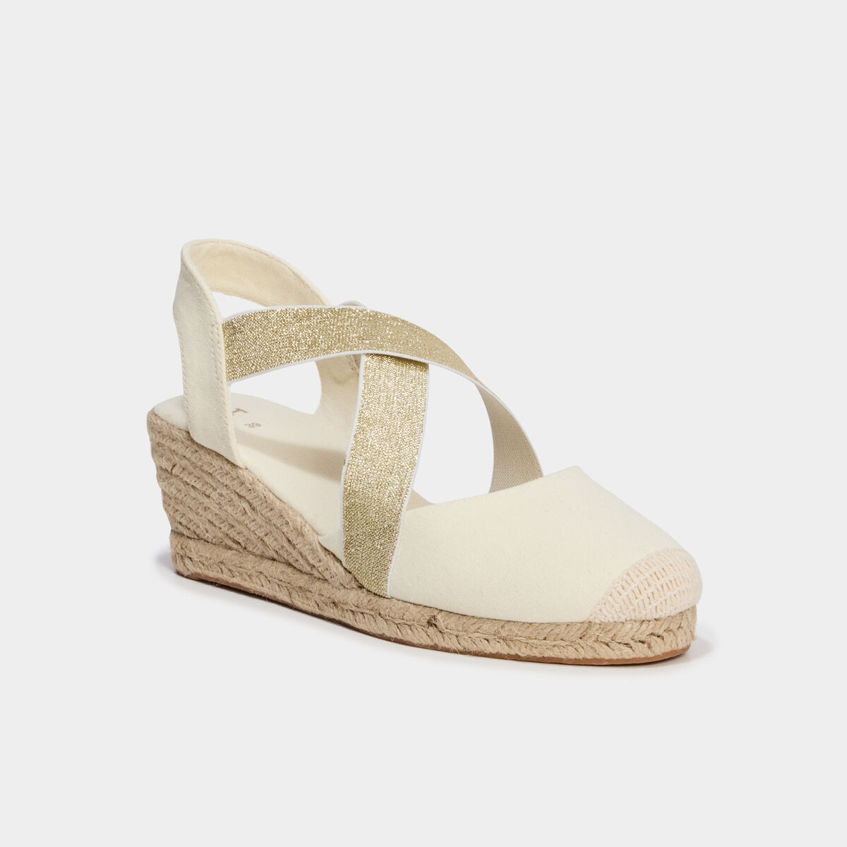 Sandales espadrilles compens&eacute;es en corde sable femme