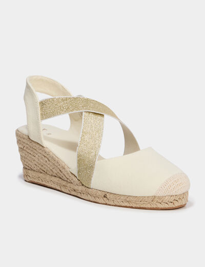 Sandales espadrilles compens&eacute;es en corde sable femme