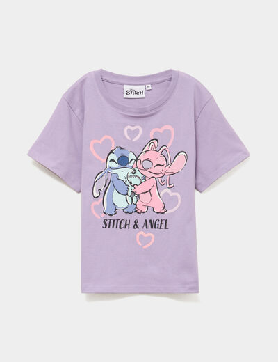 T-shirt manches courtes coton Stitch parme fille