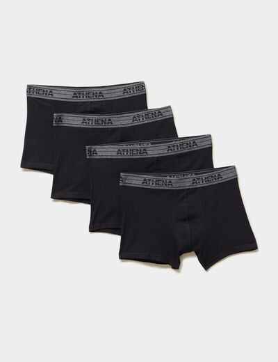 Lot 4 boxers coton stretch Athena noir homme