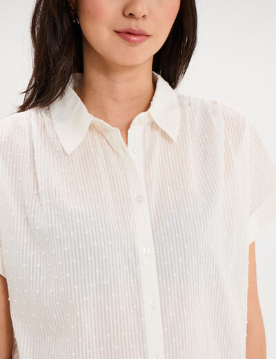 Chemise manches courtes coton blanc femme