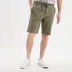 Bermuda chino à coulisse lin mélangé vert kaki homme