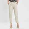 Pantalon chino ceinturé 7/8ème beige femme