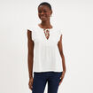 T-shirt avec broderie coton ecru femme