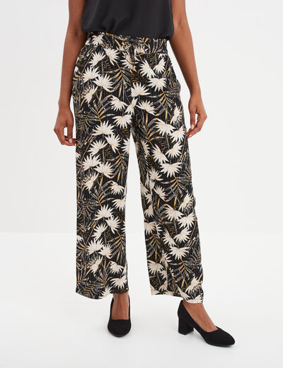 Pantalon large fluide noir femme