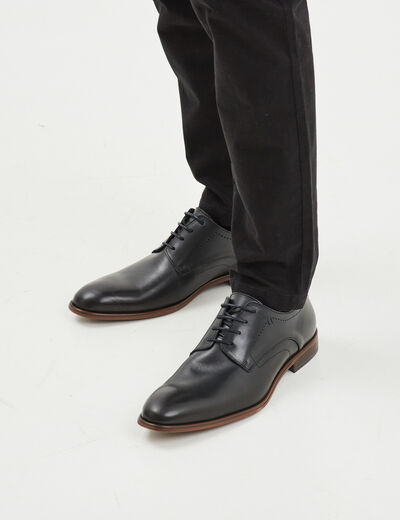 Derbies à lacets en cuir lisse noir homme